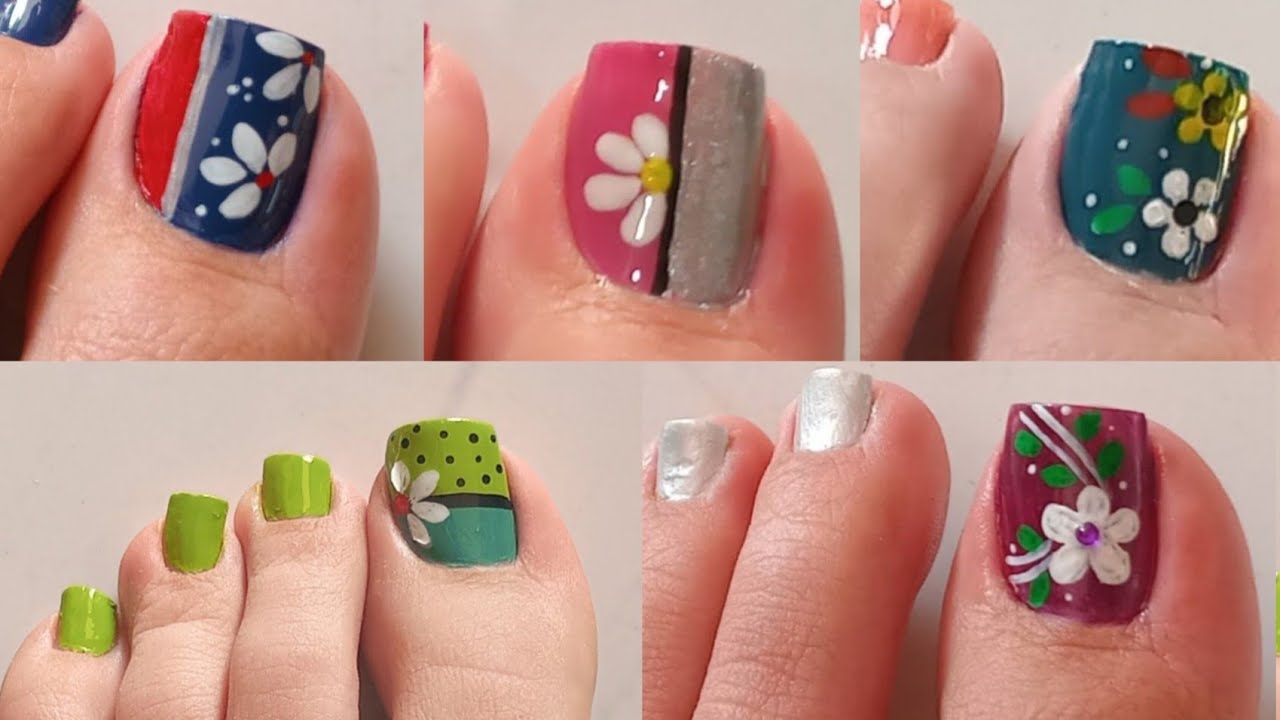 DISEÑOS DE UÑAS PARA PIES 😍 6 TOE NAIL ART DESGIN🥰 UÑAS PARA PIES