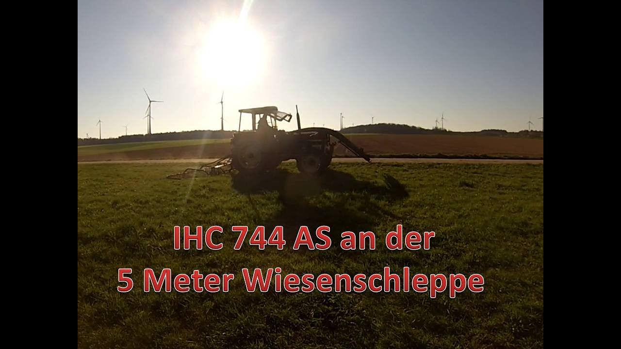 #2 Wiese schleppen mit IHC 744 AS | RAW Sound | Cabview | Wiesenegge