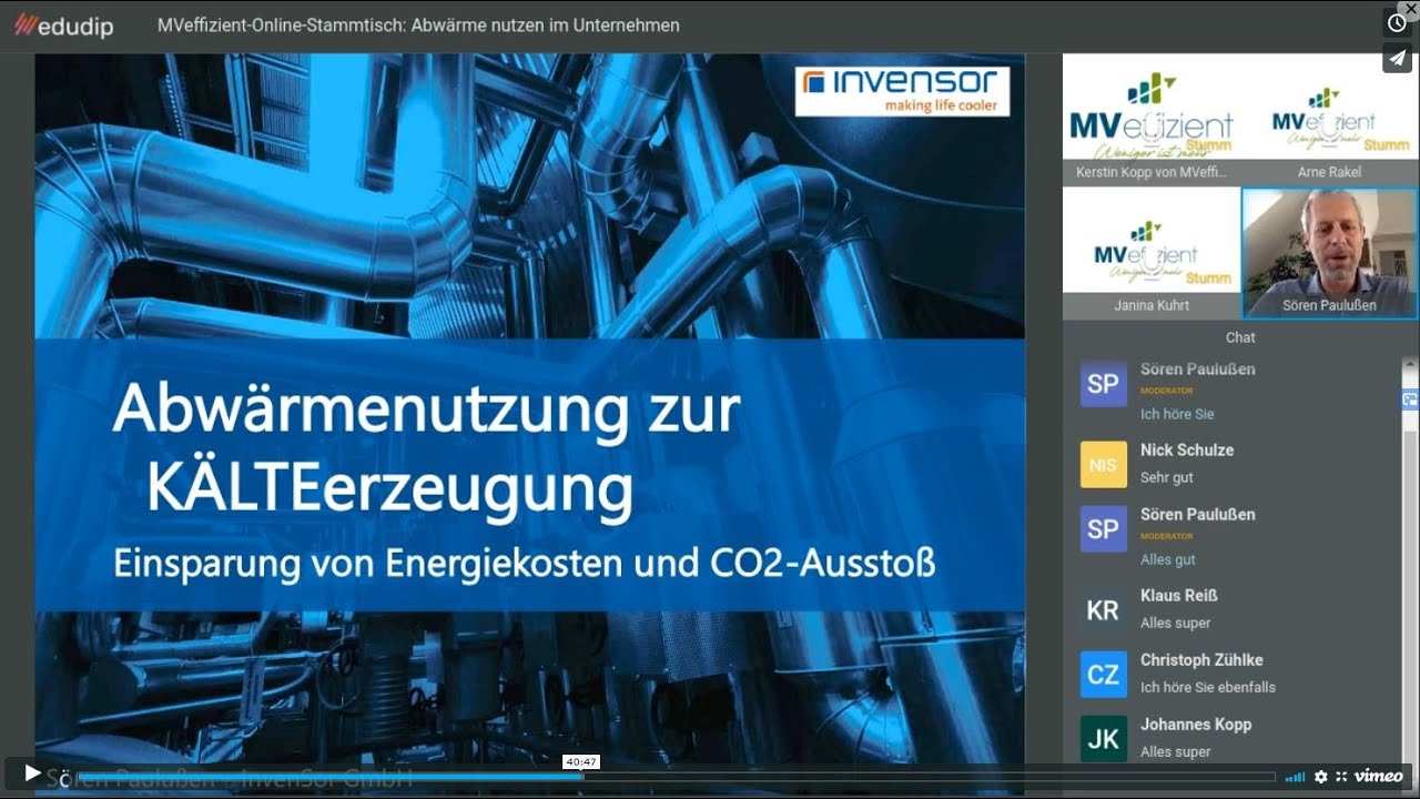 MVeffizient-Online-Stammtisch: Abwärme nutzen im Unternehmen - 08.10.2020