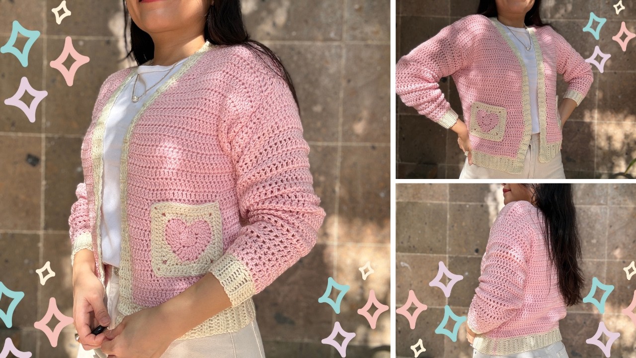 Cárdigan con Granny Corazón | Tutorial | Zurda
