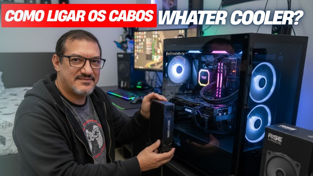 Lingando os Cabos do Water Cooler Rise Mode Aura Ice Black e do Kit Fans