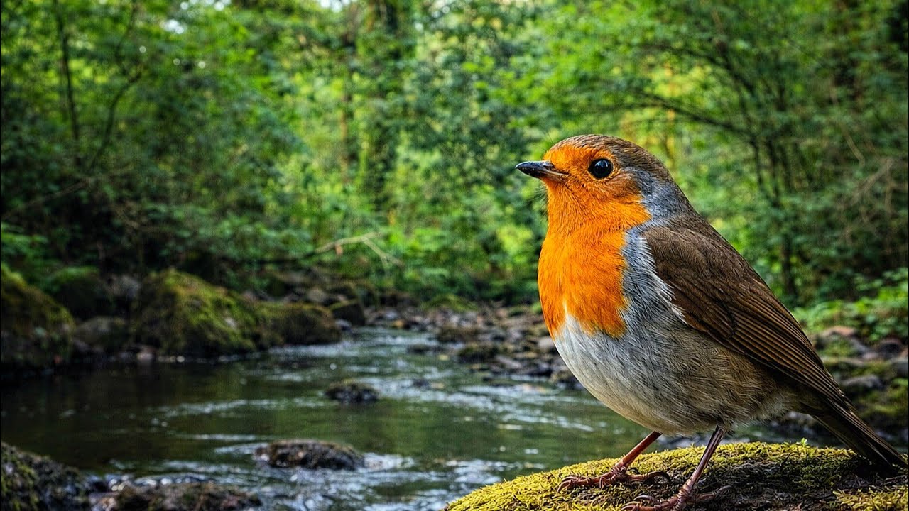 Robin Singing by a Forest Stream — 3 Hours of Deep Woodland Relaxation