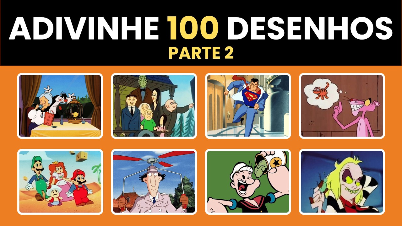 ADIVINHE 100 DESENHOS ANIMADOS - PARTE 2  | Quantos você já assistiu? 📺 👀