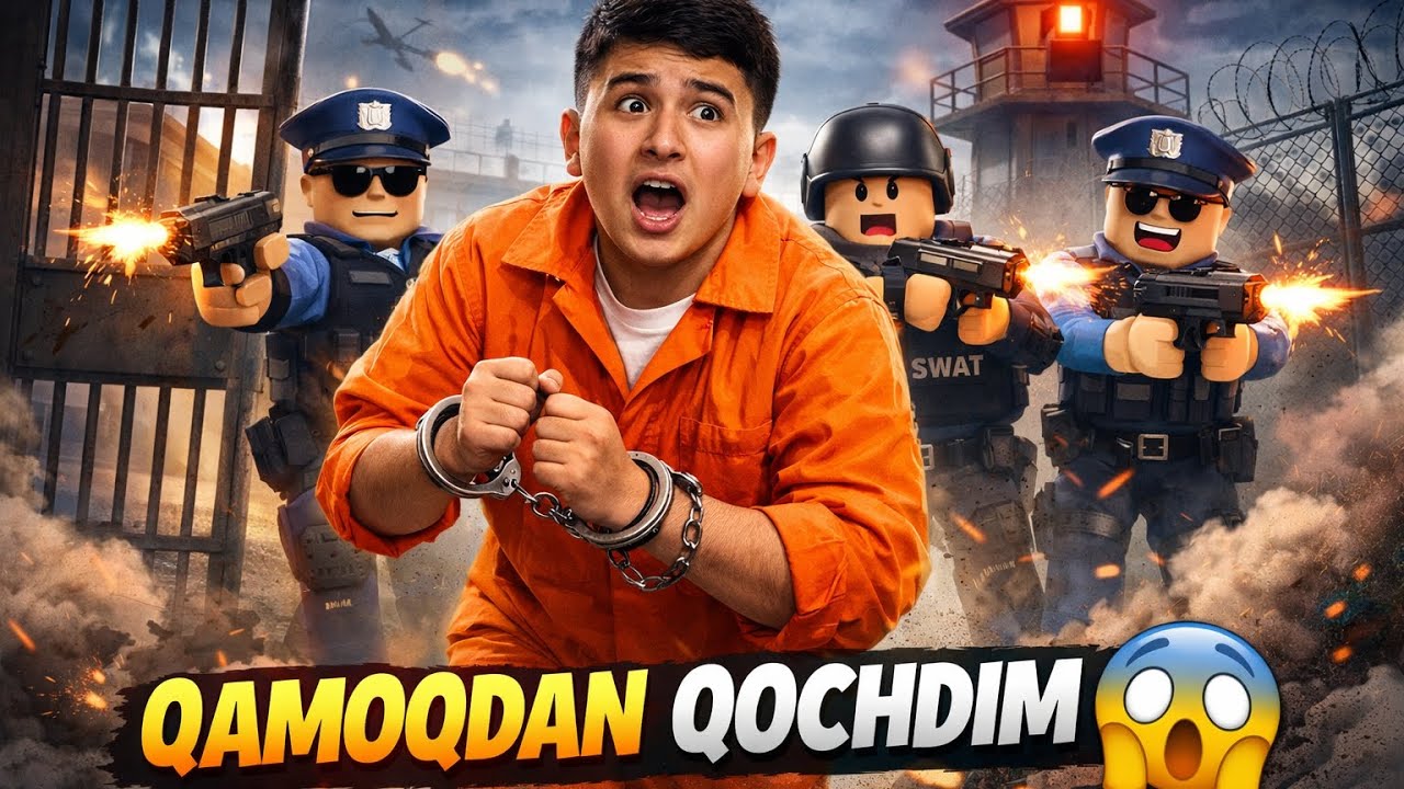 ROBLOX Qamoqdan qochib kettim ohirida Robot militsiya quvladi daxshat 😱