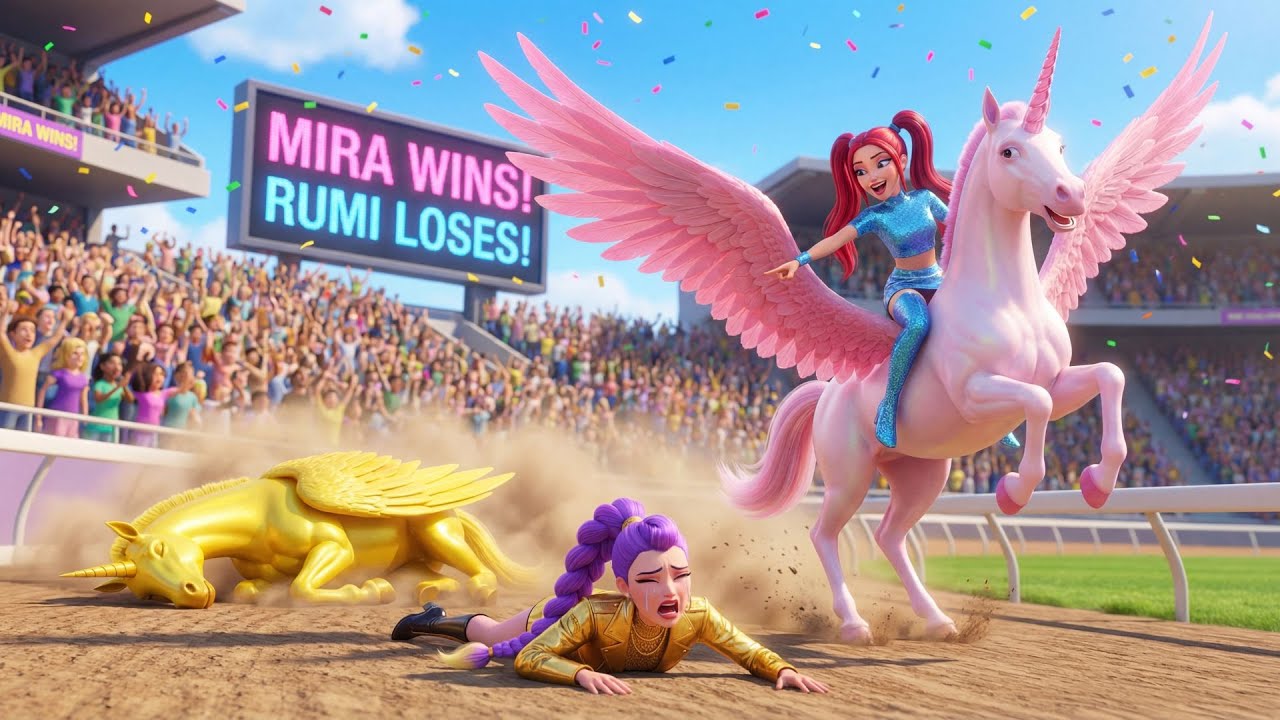 😱 Golden Family VS Diamond Family 🏆 RUMI Gets Magic Unicorn Racing Championship | KPOP Demon Hunters