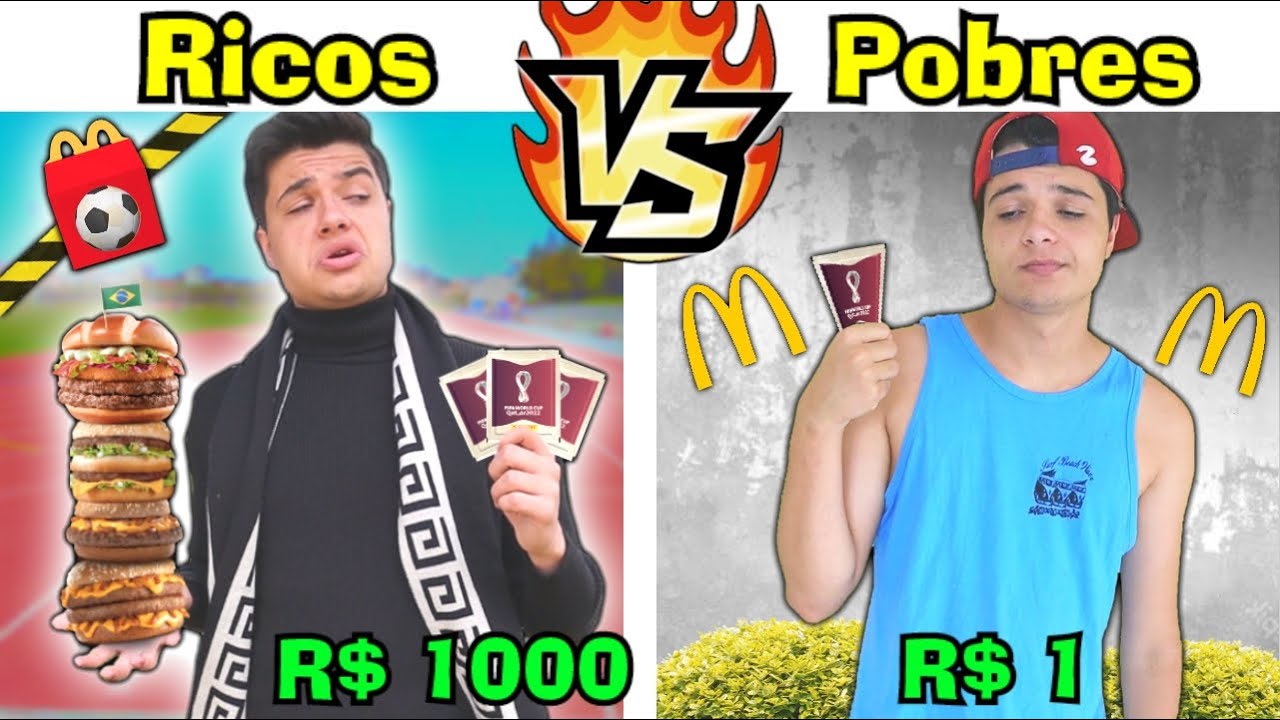 RICOS VS POBRES com LANCHES da COPA ABRINDO FIGURINHAS DO McDonald's #25
