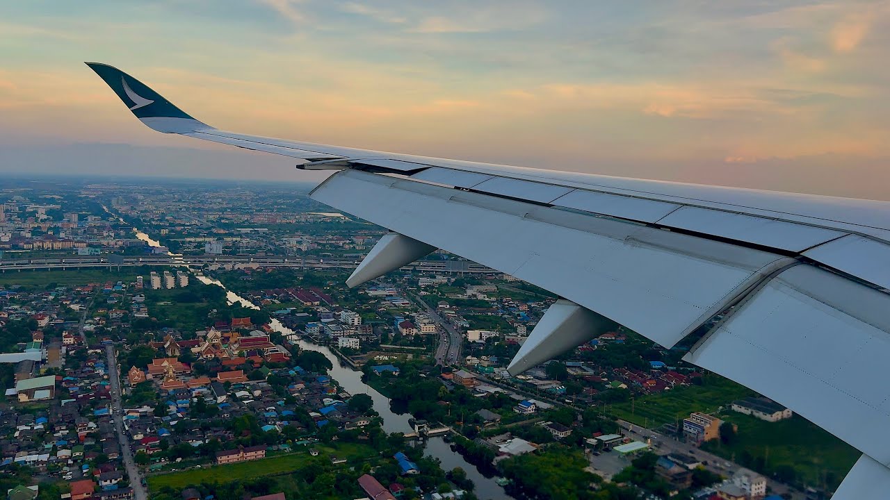 [4K] – Awesome Bangkok Sunset Landing – Cathay Pacific – Airbus A350-1000 – BKK – B-LXF – SCS 1389