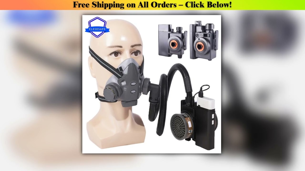 Portable Electric Air Purifying Gas Mask Half Face Chemical Respirator For Work Safety Polishing
