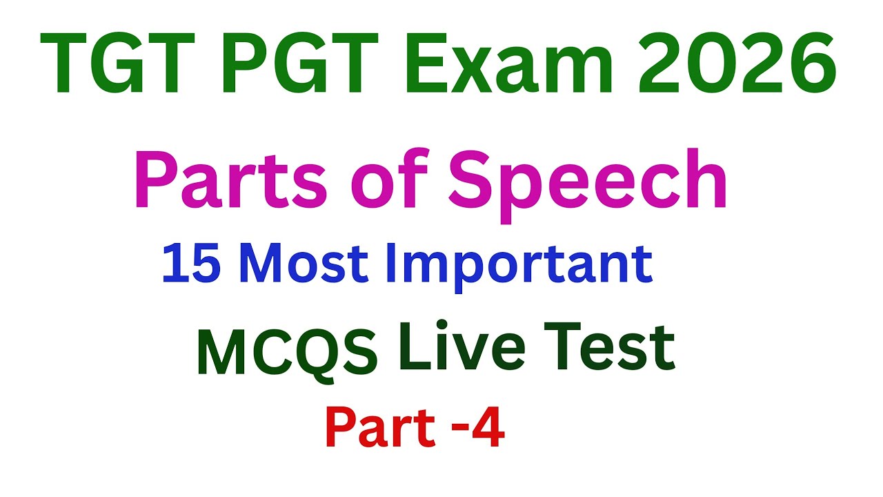 TGT PGT English Exam 2026|Parts of Speech|MCQS Live Test Part 4