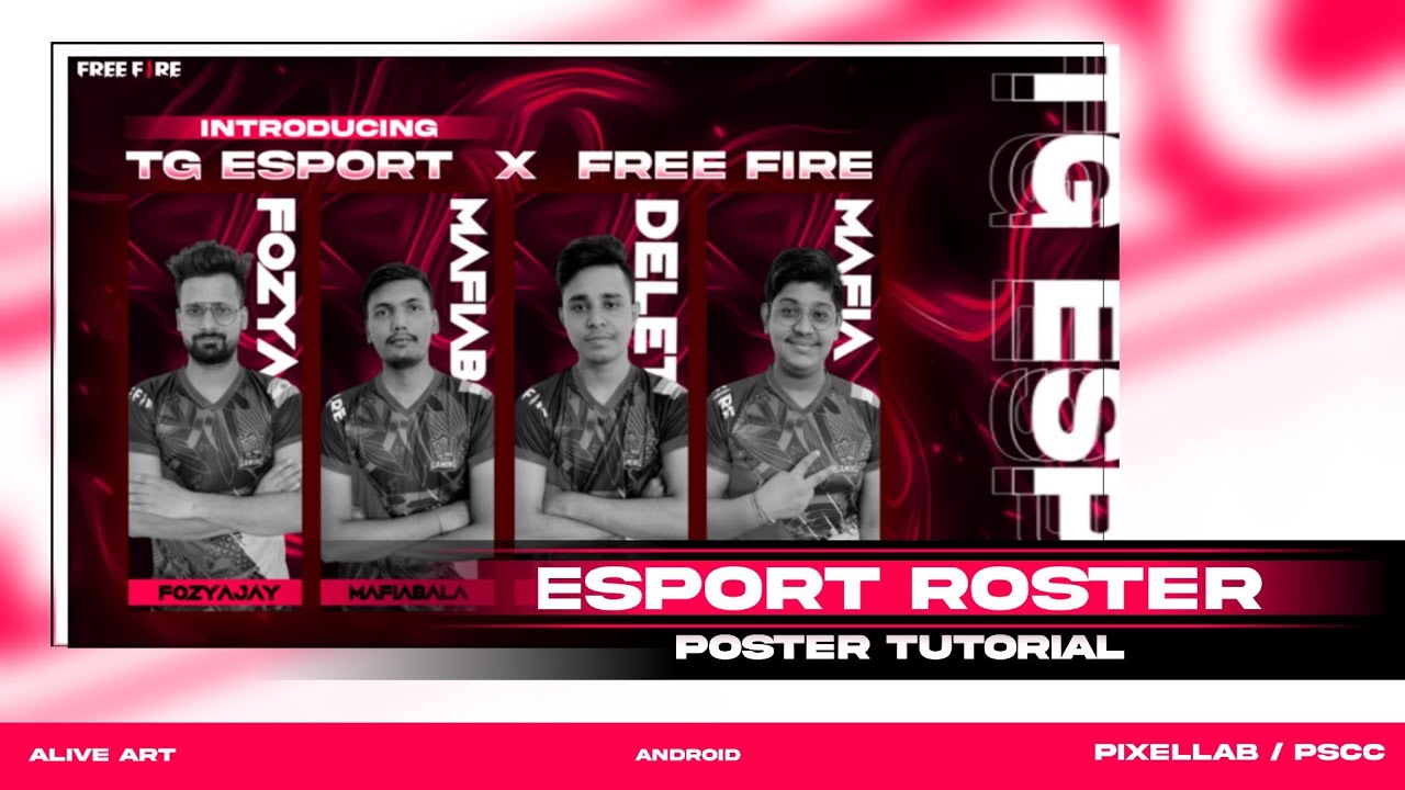 How To Make Professional Free fire Esport Roster Poster Thumbnail On Photoshop | Alive Art