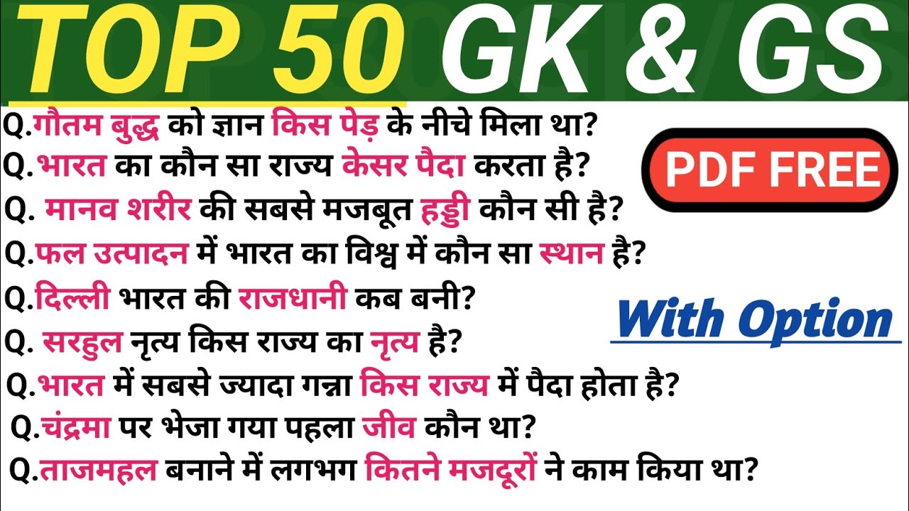 Top 50 GK&GS Questions For All Exams. ll General Knowledge ll#gk 