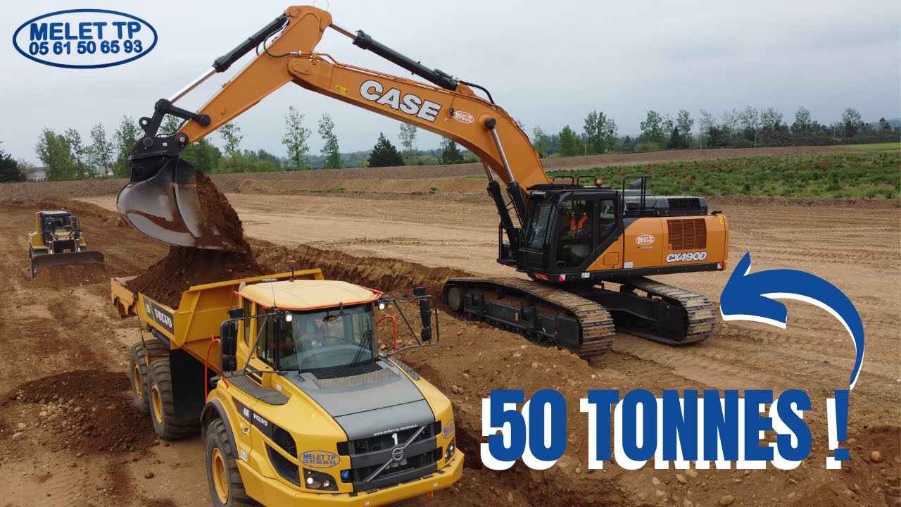 🚧Mise en route de la 50TONNES par MELET TP  (PARTIE 2)/[Case CX490D/ VOLVO A30G ] 🚚