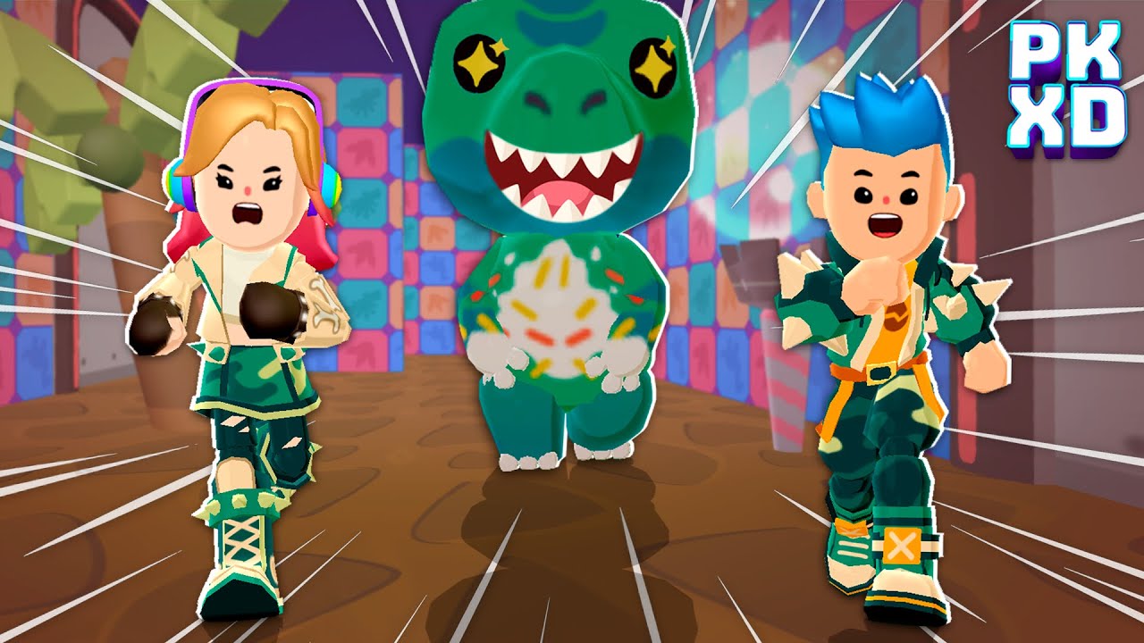 🦖 Fugindo do MEGA DINOSSAURO no Aniversário do PK XD
