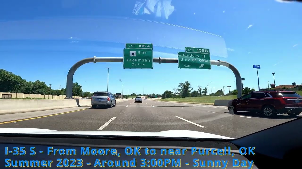 😎 🌍 Driving on a sunny day - Norman, OK to Purcell, OK on I-35 || 4 of 5    🌄