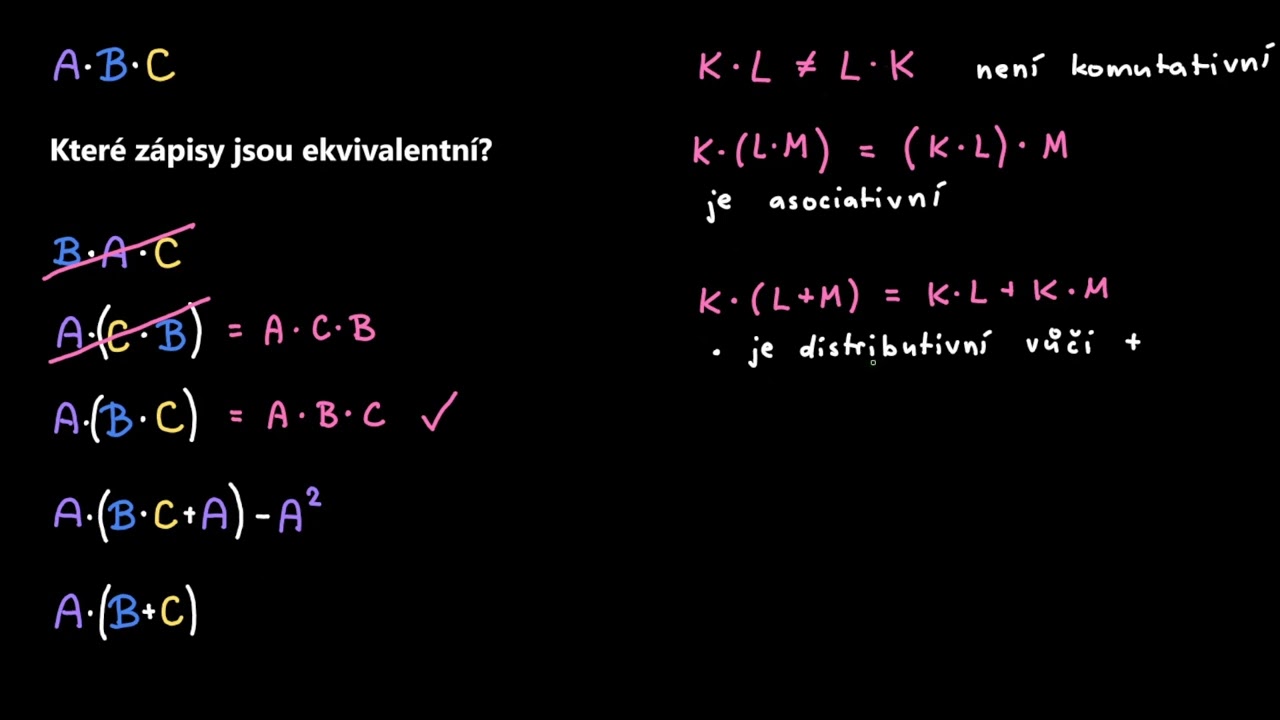 Ekvivalentní zápisy operací s maticemi | Maticový počet | Matematika | Khan Academy