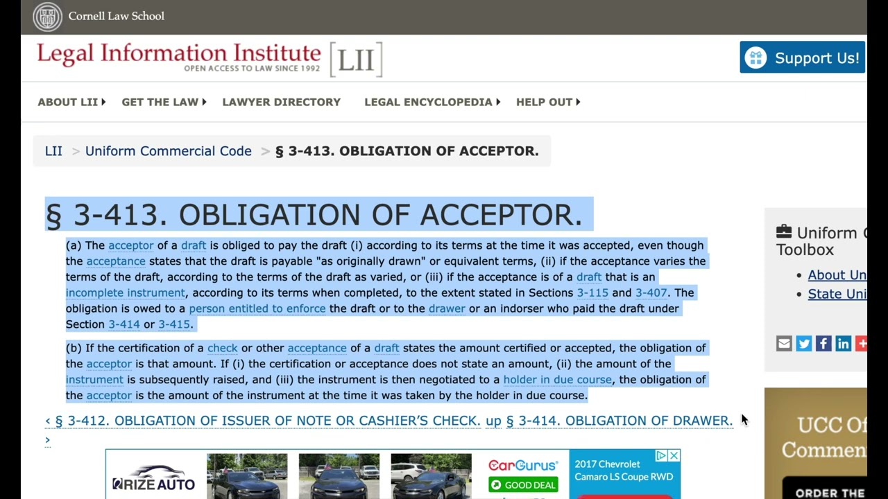 U.C.C. - ARTICLE 3 PART 4. LIABILITY OF PARTIES Continued