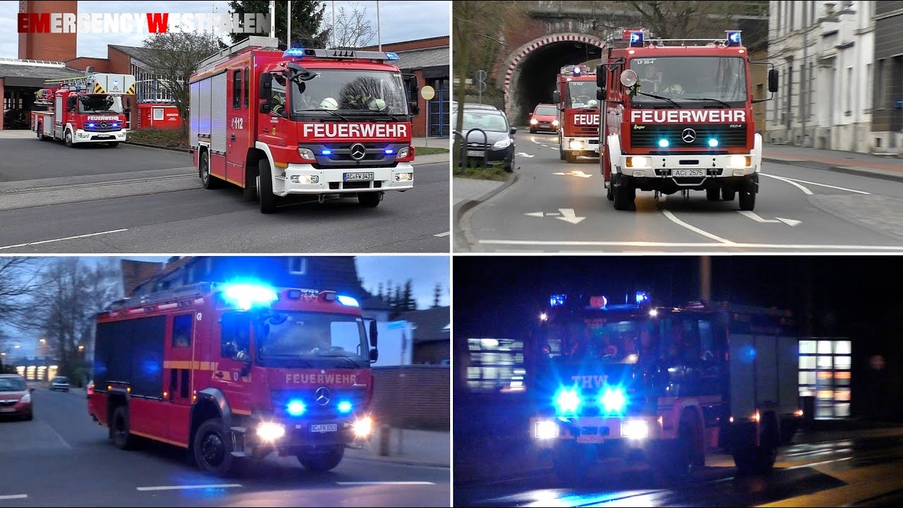 [Sturmtief Sabine] Einsatzfahrten von Feuerwehr & THW in der St&auml;dteRegion Aachen