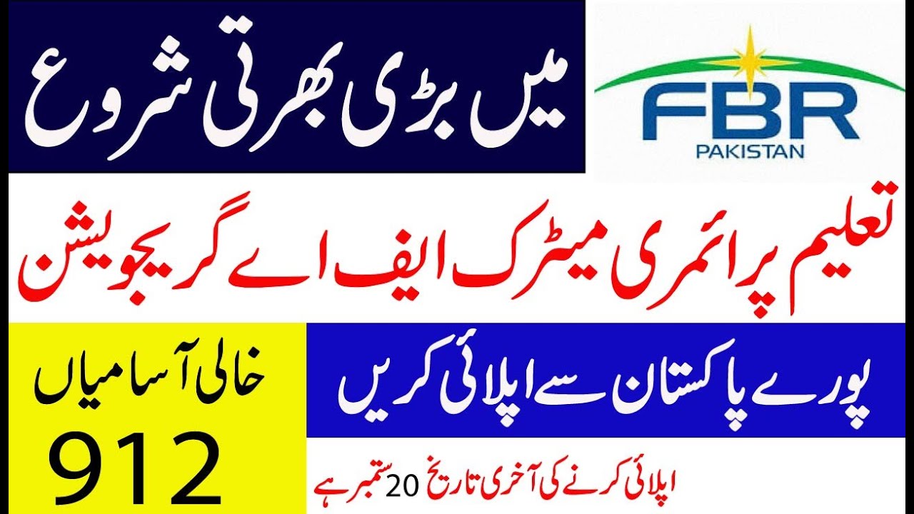 fbr.gov.pk jobs 2021- Federal Board of Revenue Jobs 2021