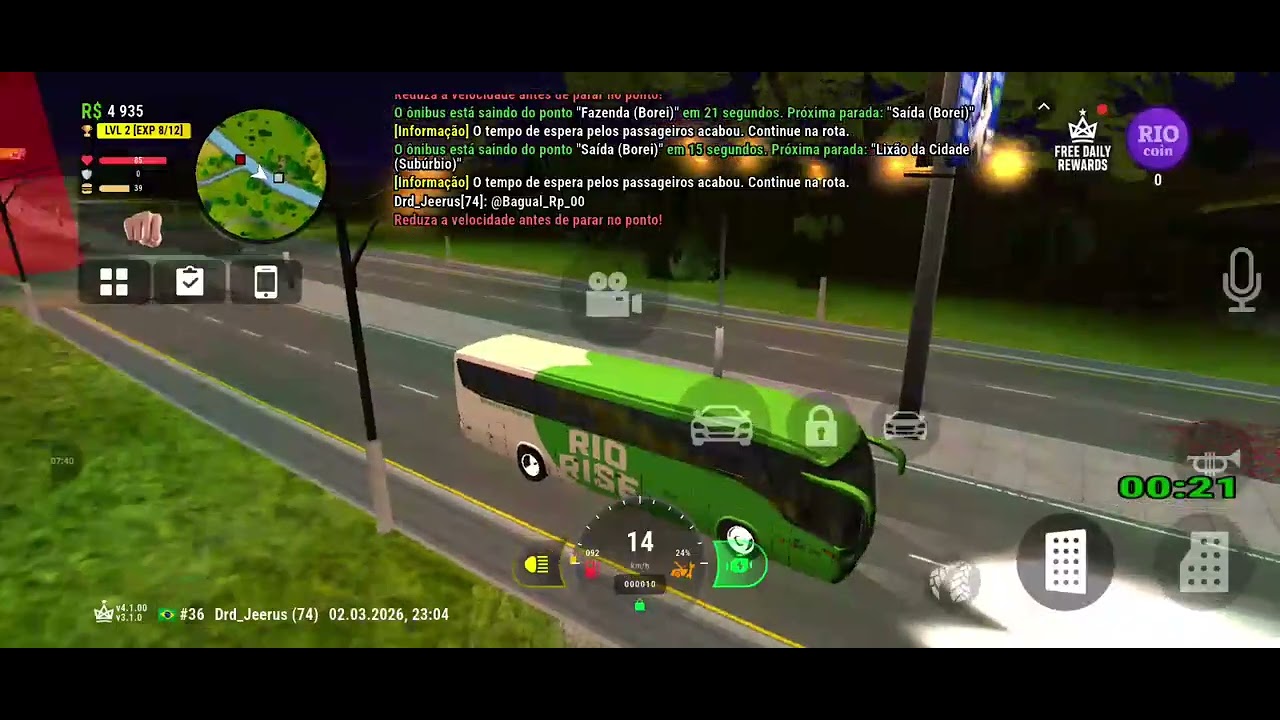 Trabalhando de gari e ônibus no rio rise rp