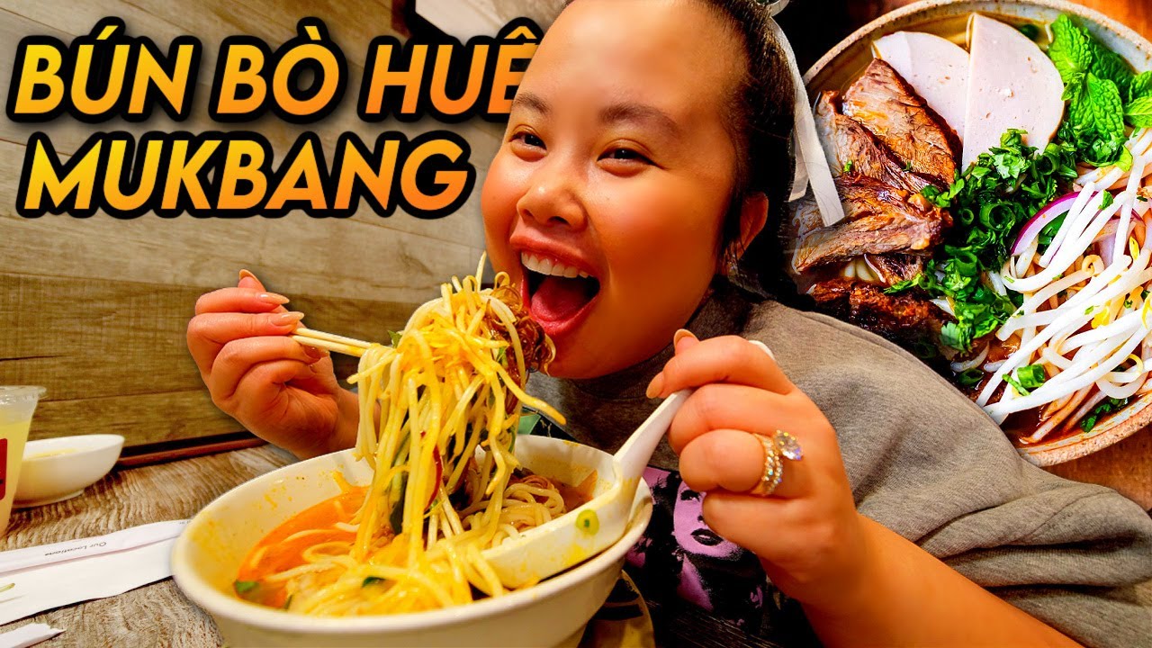 VIETNAMESE SPICY BEEF NOODLES (Bún Bò Huế) + EGG ROLLS + CRISPY CREPE MUKBANG 먹방 EATING SHOW! *OMG*
