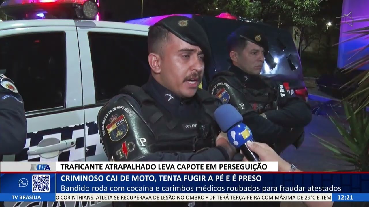 DF ALERTA - Criminoso cai de moto, tenta fugir a pé e é preso