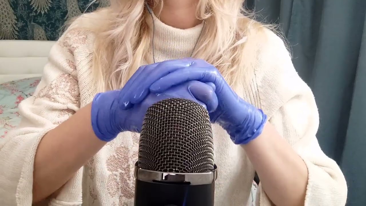 ASMR Tingles: Oily Blue Nitrile Latex (No Talking)