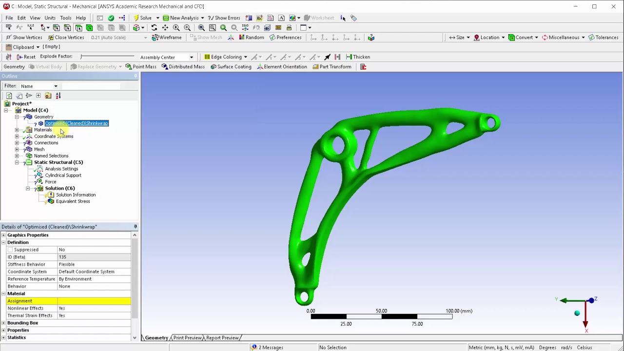 Оптимизация топологии коленчатого рычага с использованием ANSYS Mechanical. Часть II