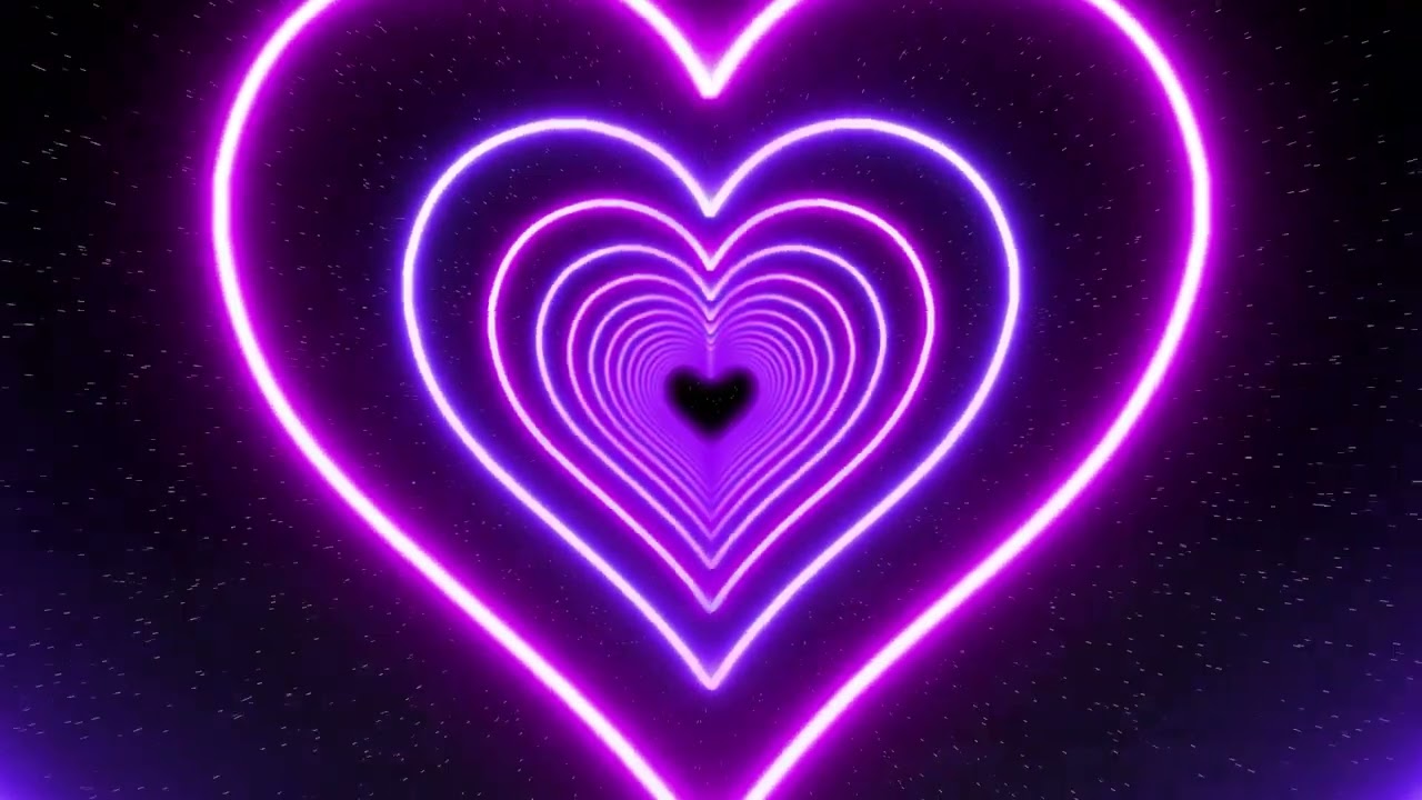 Purple Neon Led Lights Love Heart Tunnel Background Video 💫💜 Heart Moving Background for TV