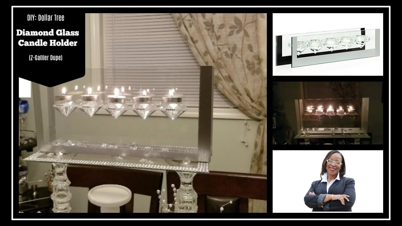 DIY: Dollar Tree Glass Diamond Candle Holder (Z-Gallerie Dupe)