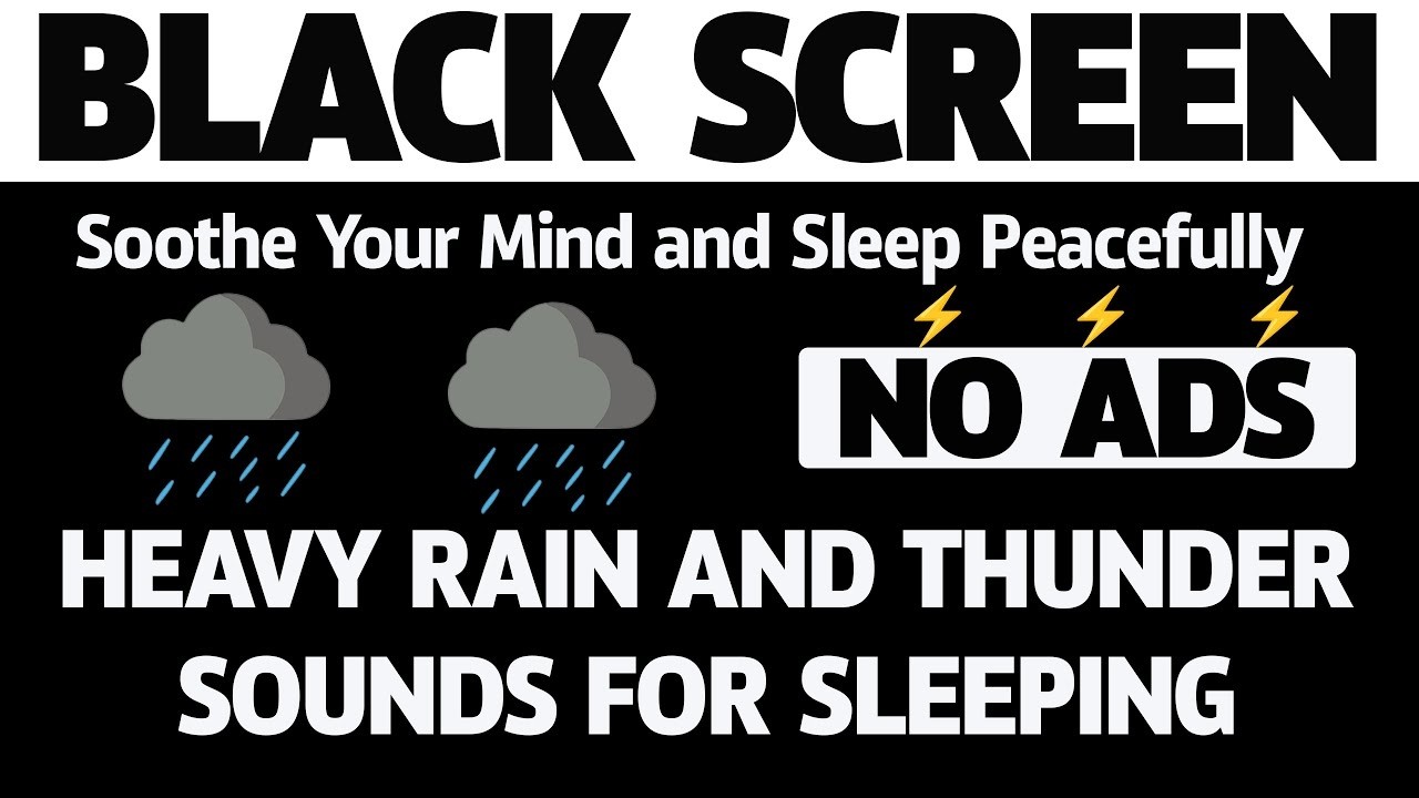 Black Screen | Nonstop Heavy Rain for Deep Sleep and Mental Calm