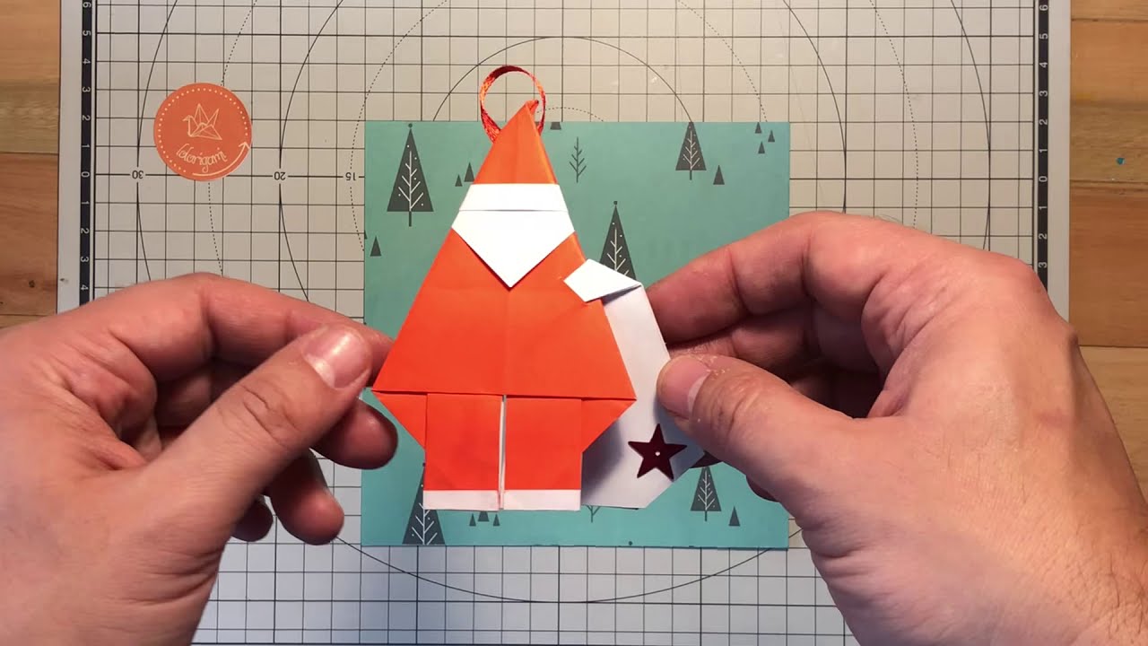 Santa Claus Origami - Papa Noel Origami con bolsa creado por Makoto Yamaguchi