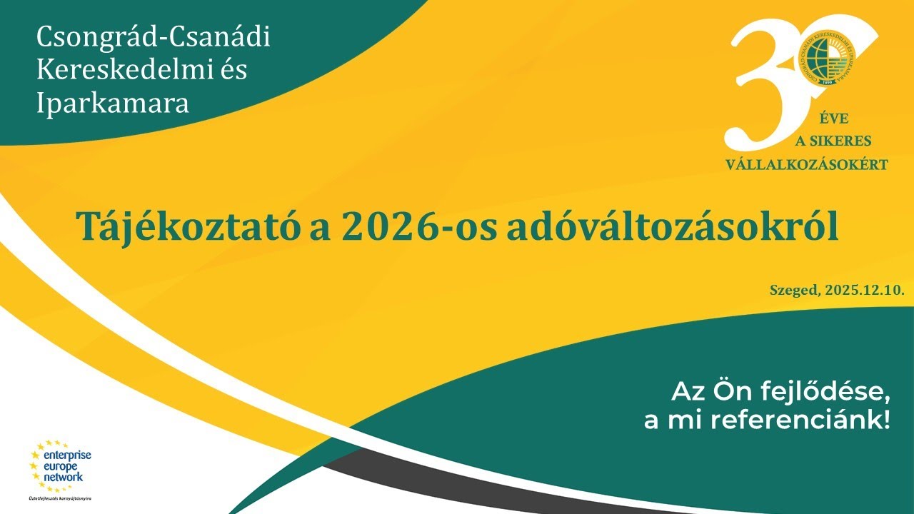 Tájékoztató a 2026. évi adóváltozásokról