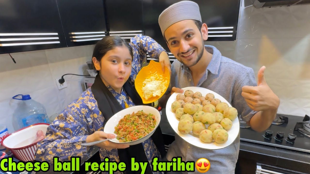 Finally hamari cheese ball recipe revealed😍 | fariha ne chicken ko hath nhi lagana😠