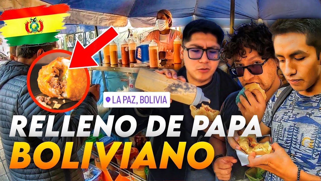 Probando PAPA RELLENA BOLIVIANA en La Paz: TODOS LOS DÍAS comen esto en Bolivia 😱🇧🇴