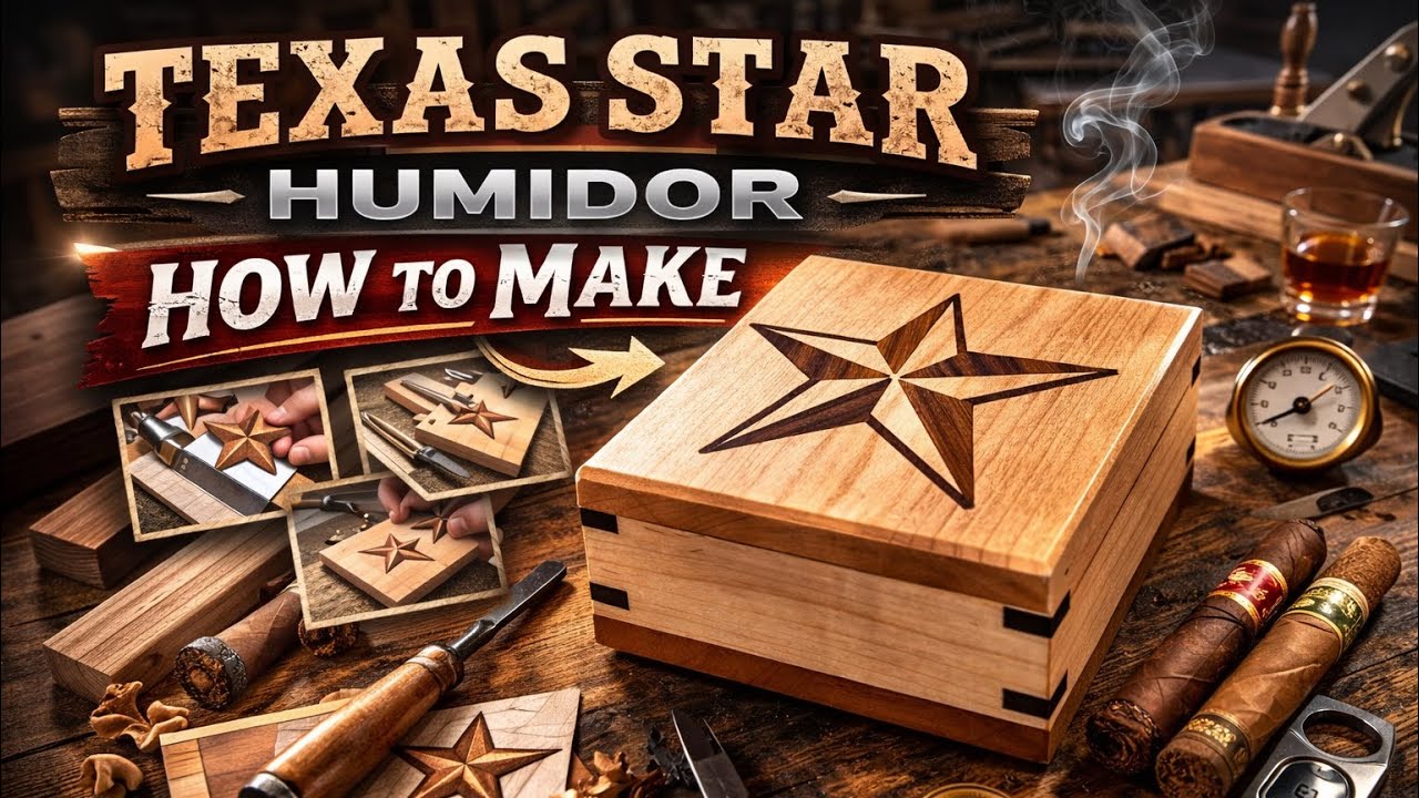 Small desktop humidor made from maple w/ walnut texas star inlay  { Hit the HYPE button for me}