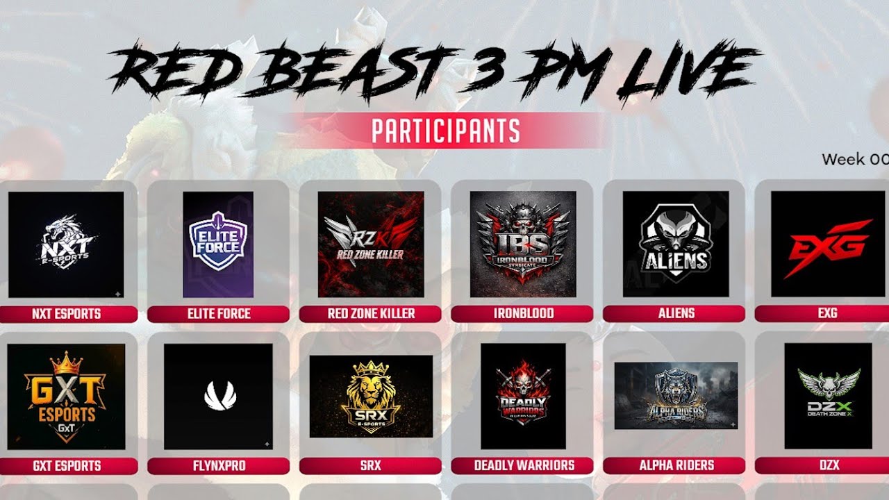 RED BEAST ORGANISATION daily live tournament 3 pm