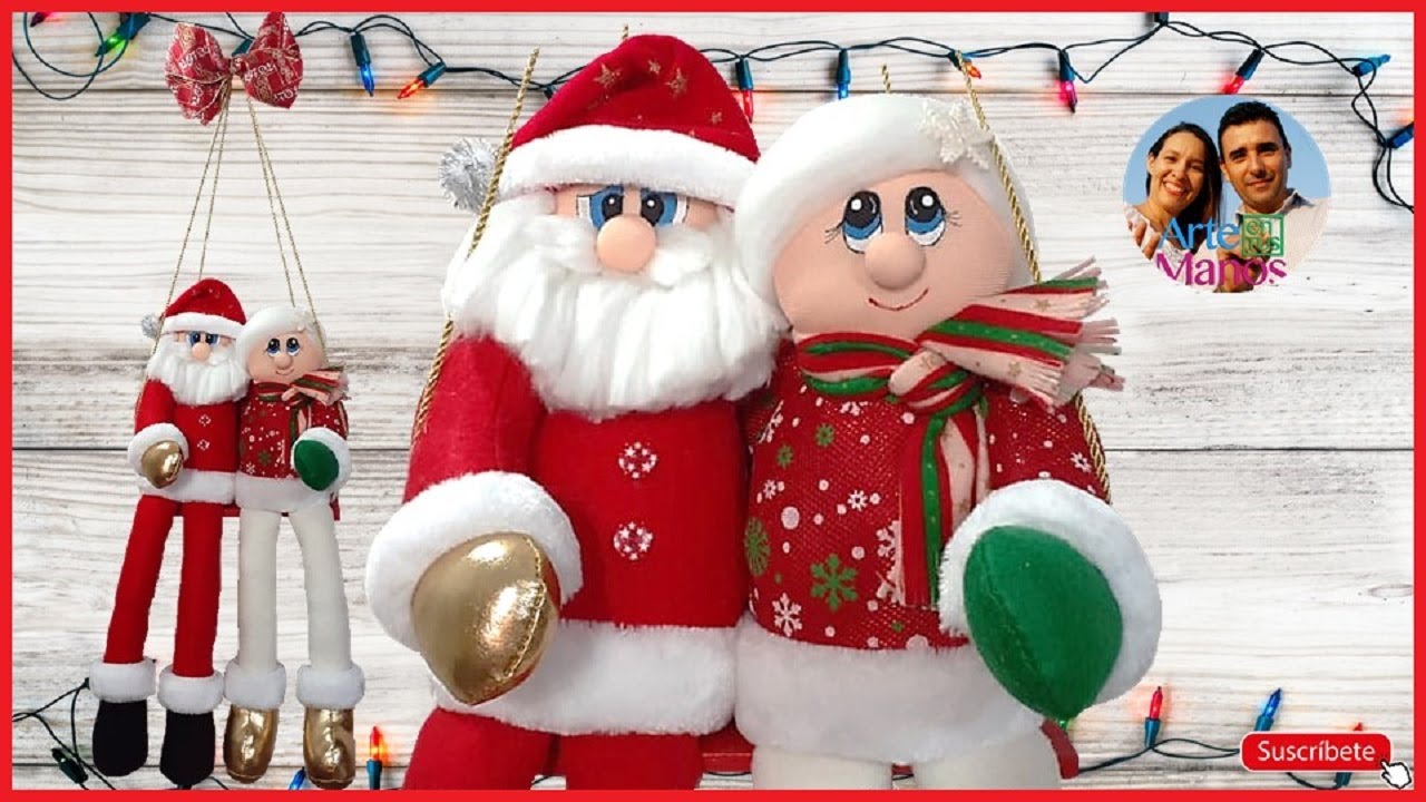 🔴Cómo Hacer a SANTA CLAUS y la SEÑORA CLAUS en un Columpio 🤶🎅 Arte en Tus Manos