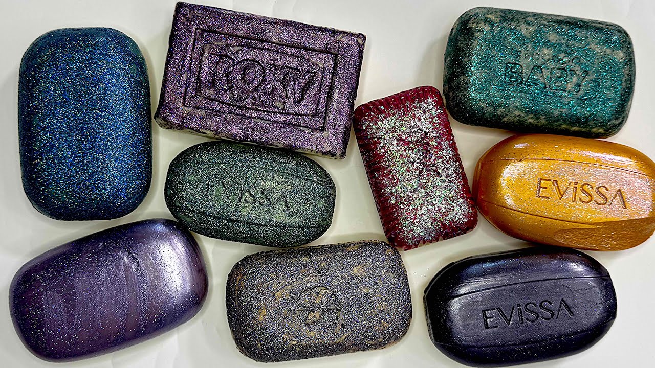ASMR Soap / Cutting colored soap, painted soap / satisfying video / asmr cutting soap