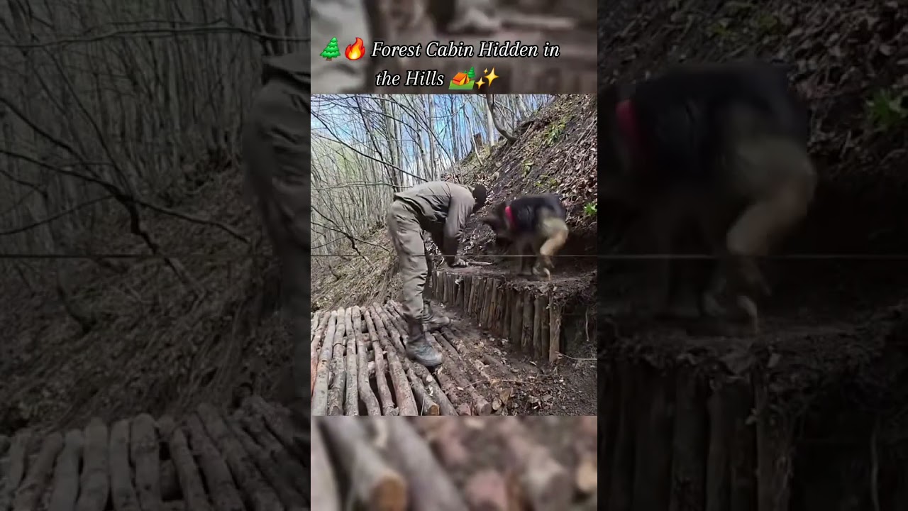 Built entirely from logs and nature&rsquo;s gifts a dream shelter deep in the wild.🪵🌿 #facts montains