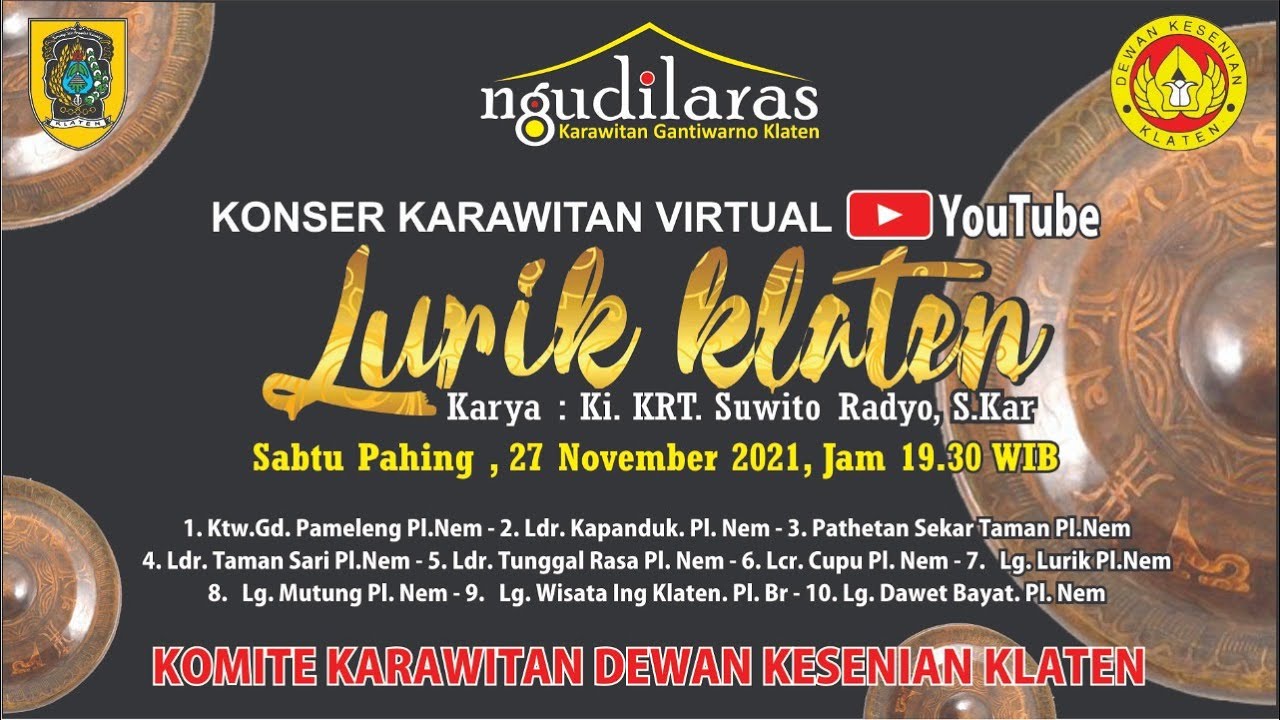 Dewan Kesenian Klaten Konser Karawitan Virtual 