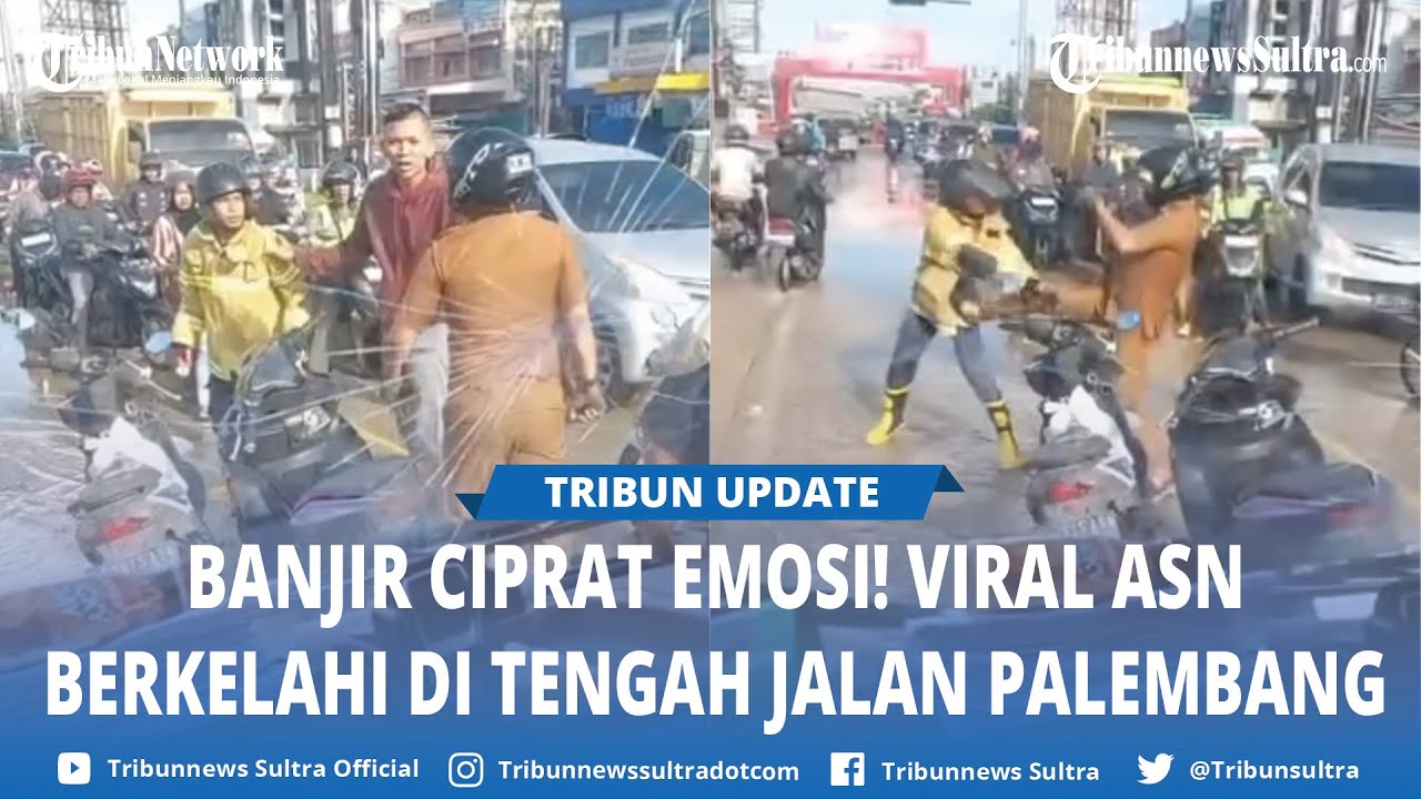 Detik detik Pria Berseragam ASN Adu Jotos di Palembang, Diduga Dipicu Cipratan Air