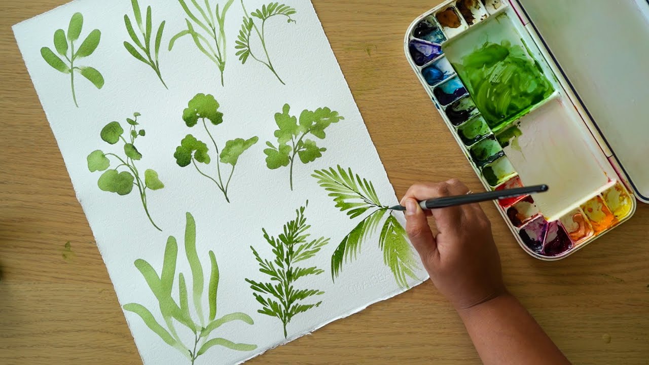 Loose Watercolor Leaves - 10 Different Shapes