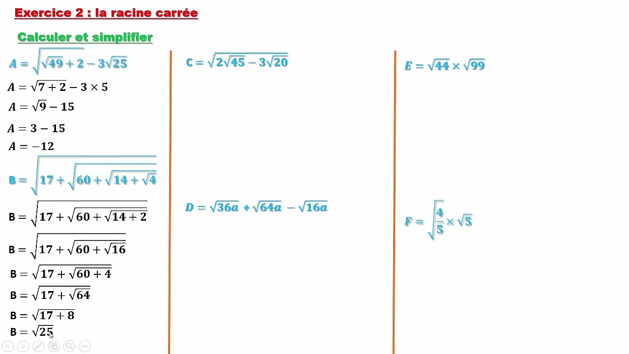 Exercice 2 : La racine carrée 3AC