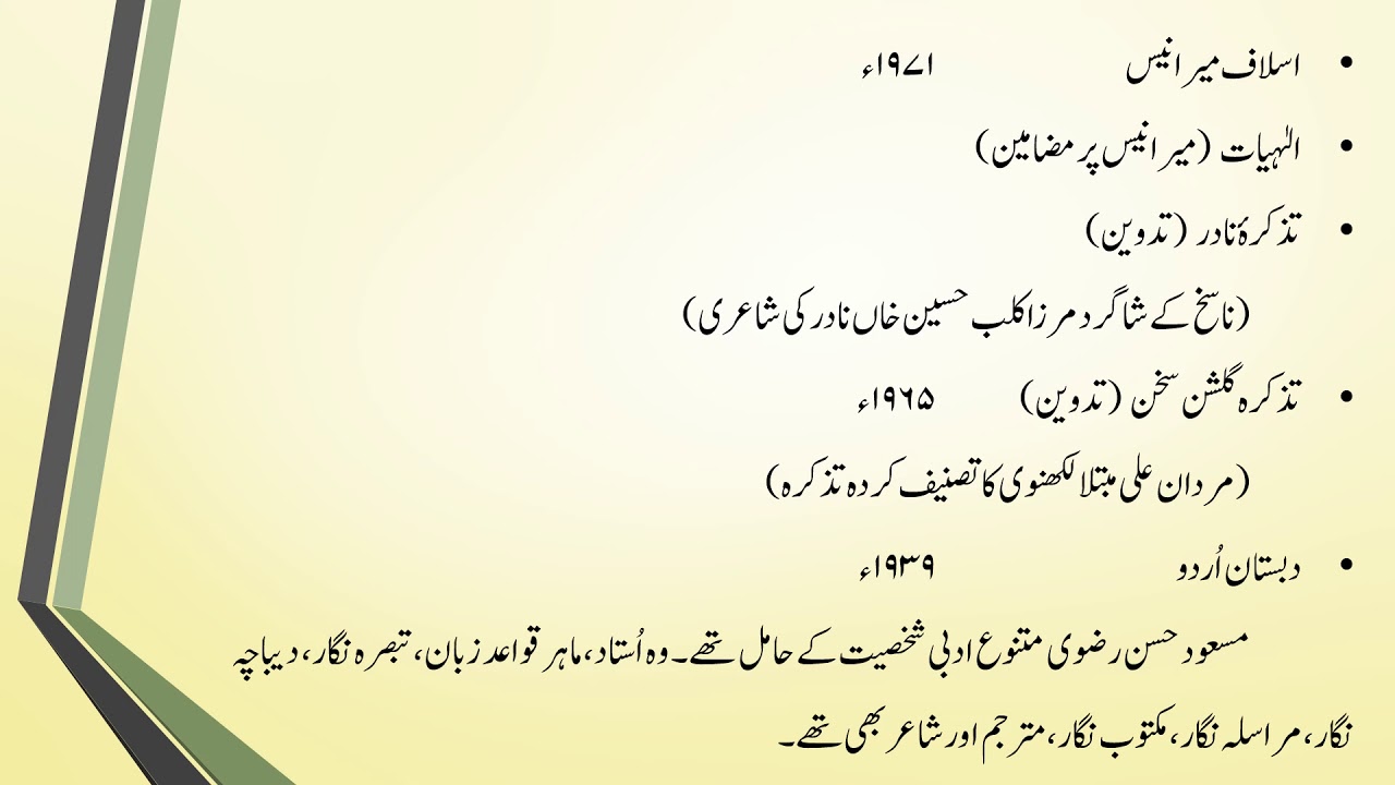 Masood Hasan Rizvi Ki Adbi Khidmaat - For P.hD(Urdu)