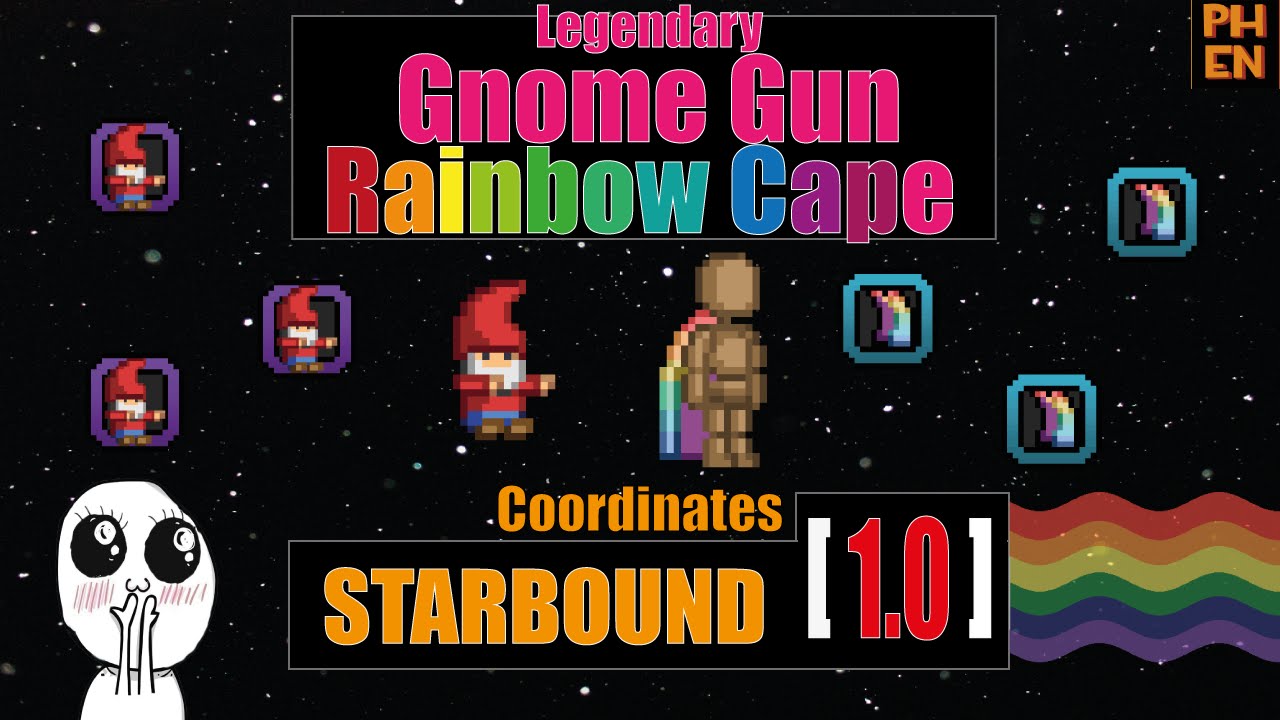 [starbound guide] Legendary Gnome Gun, Rainbow Cape coordinates 1.0