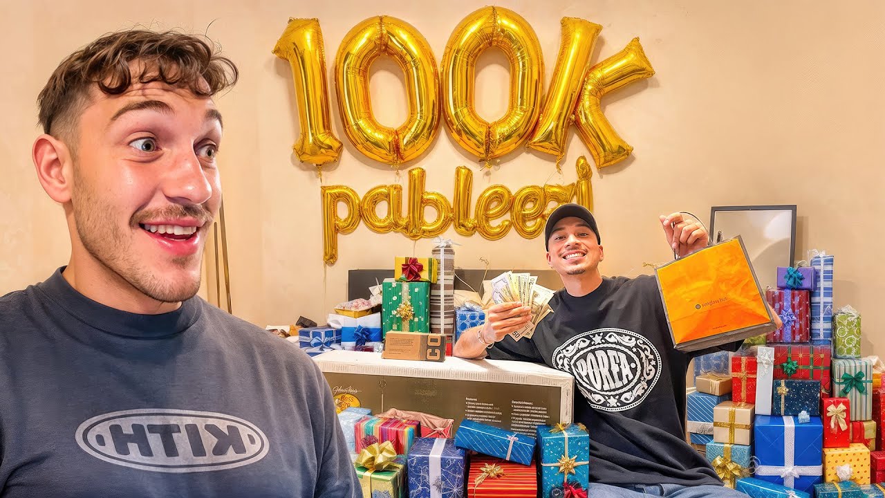 SURPRISING MY FRIEND WITH 100 GIFTS FOR HITTING 100k!!! (Emotional)