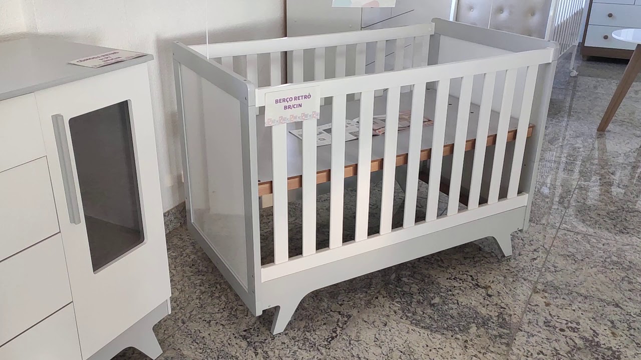 Berço Retrô Móveis Peroba Cinza(Nova cor)