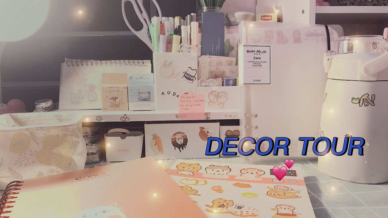 DECOR TOUR PART  TWO 💕📕📗📒/Sắp xếp lại bàn học cùng mình📔👈🏻