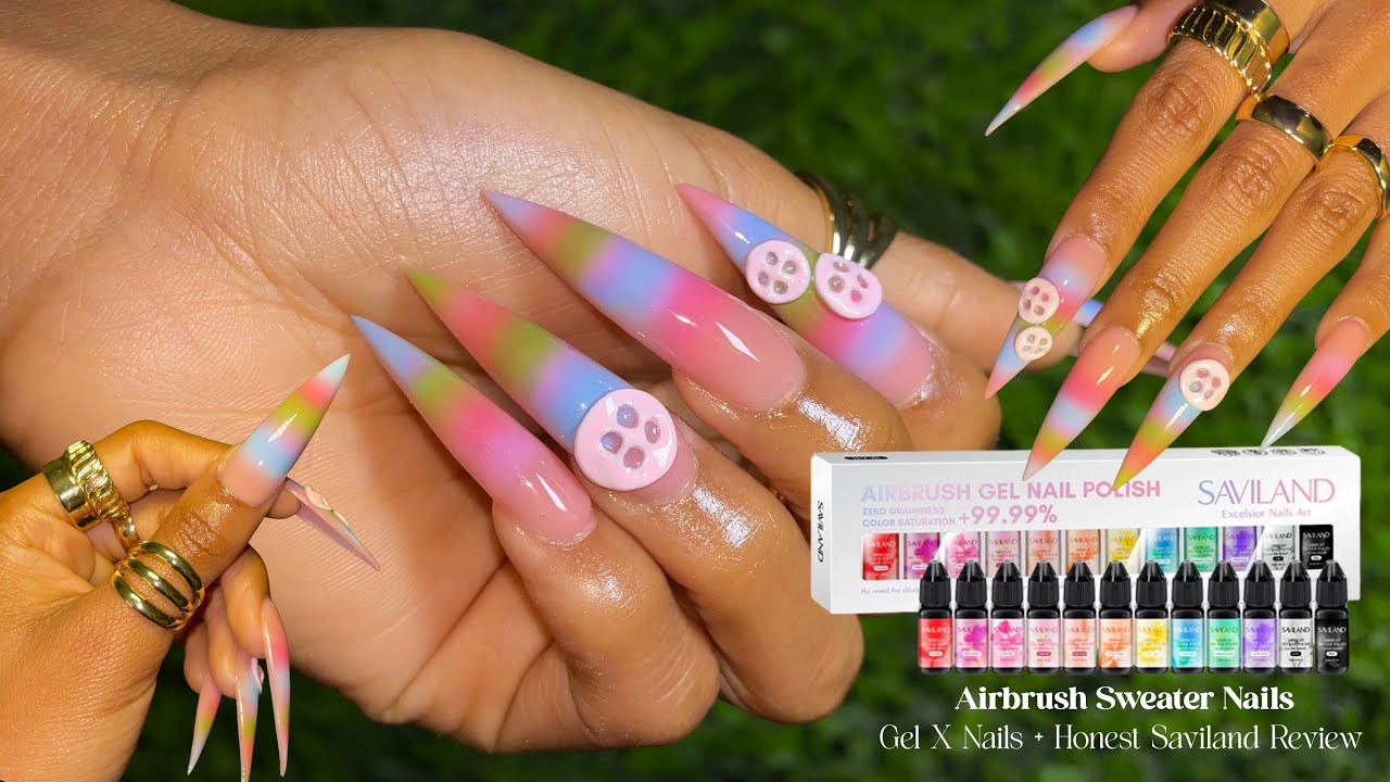 Давайте создадим гель-лак Sweater GEL X Nails 🧶 + Обзор набора для аэрографа Saviland