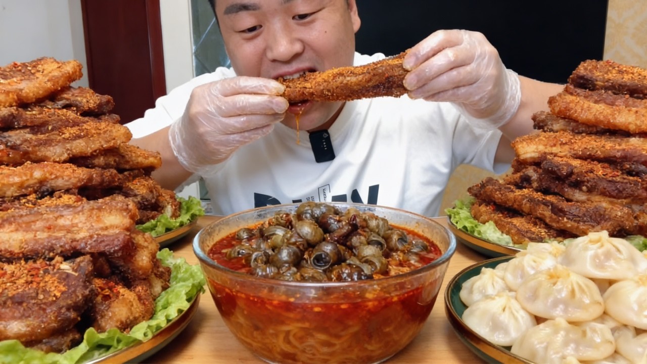 【ASMR】【MUKBANG】Brother Xiaofeng's Immersive Feast:Crispy Pork Belly